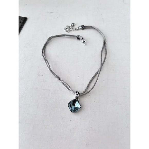 Brighton Venus Rising Necklace Silver Cord 18" Blue Crystal Pendant Retired - Picture 4 of 4